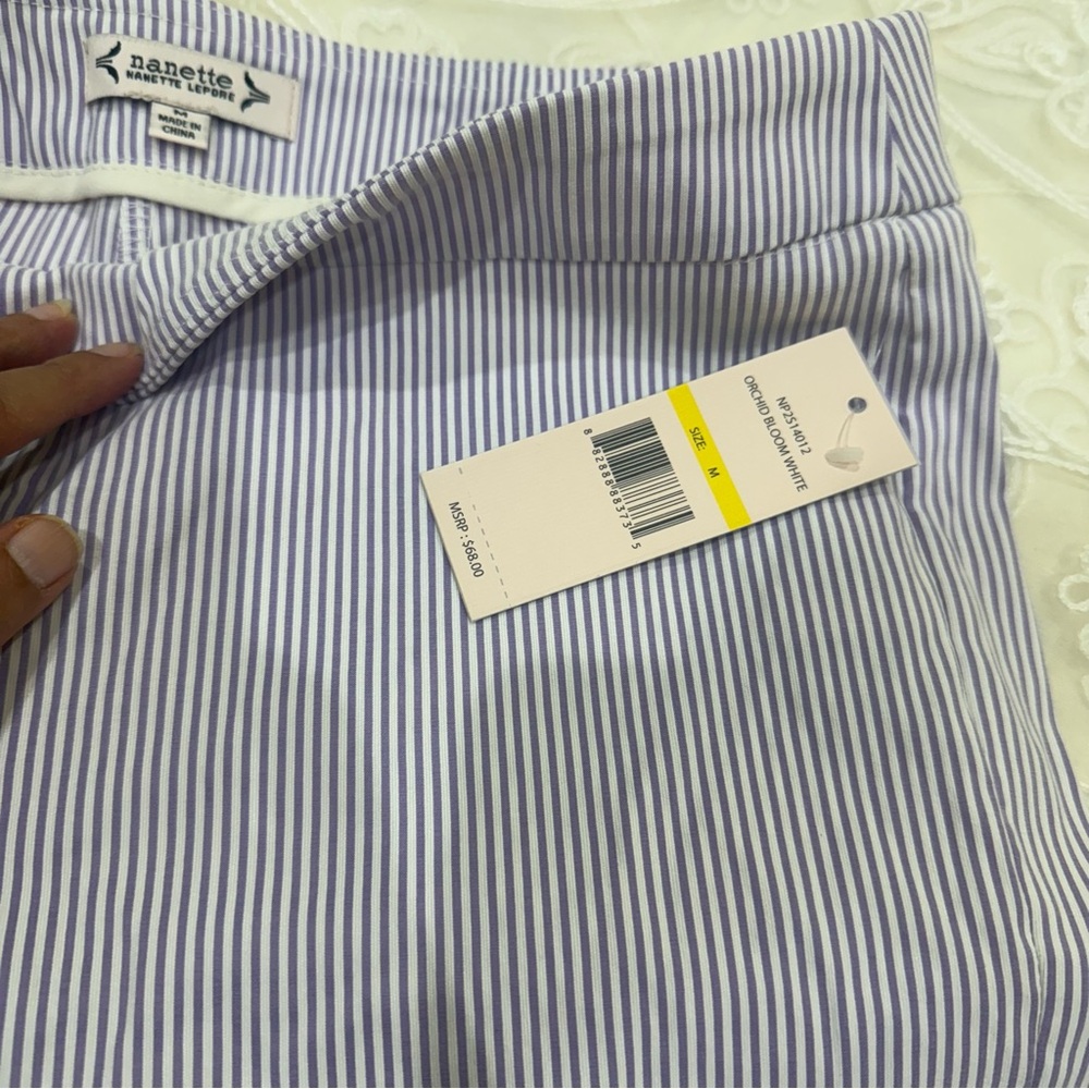 Nanette Lepore Blue/purple and White Striped Shorts Size M - Picture 8 of 9